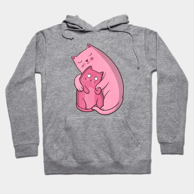 Hugging Pink Cats Hoodie by Drawn to Cats